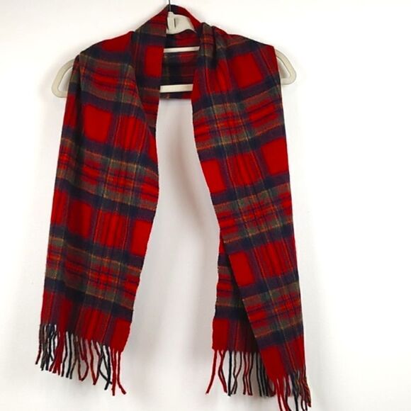 L.L. Bean Plaid Fringed Lambswool Scarf Unisex - Picture 6 of 9